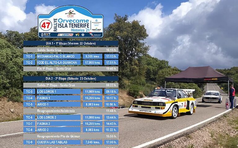 47º RALLYE ORVECAME ISLA TENERIFE: CONOCEMOS EL ITINERARIO HORARIO